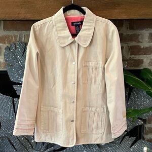 Denim & Co Size 1X Snap Front Long Sleeve Jacket With Decorative Stitching
